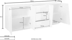 Madia 4 ante e 3 cassetti linea Virgola finitura Ardesia