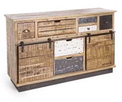 Madia 2 ante e 7 cassetti Tudor in legno di mango