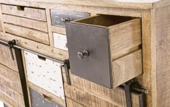 Madia 2 ante e 7 cassetti Tudor in legno di mango