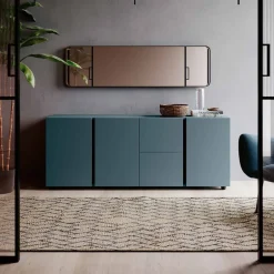 Madia 3 ante e 2 cassetti verde Agave con maniglia a gola disponibile in vari colori