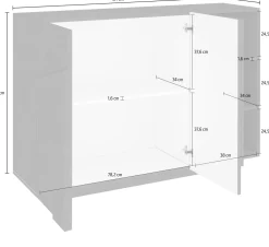 Madia 2 ante e 3 vani linea Rombo in finitura Bianco Lucido