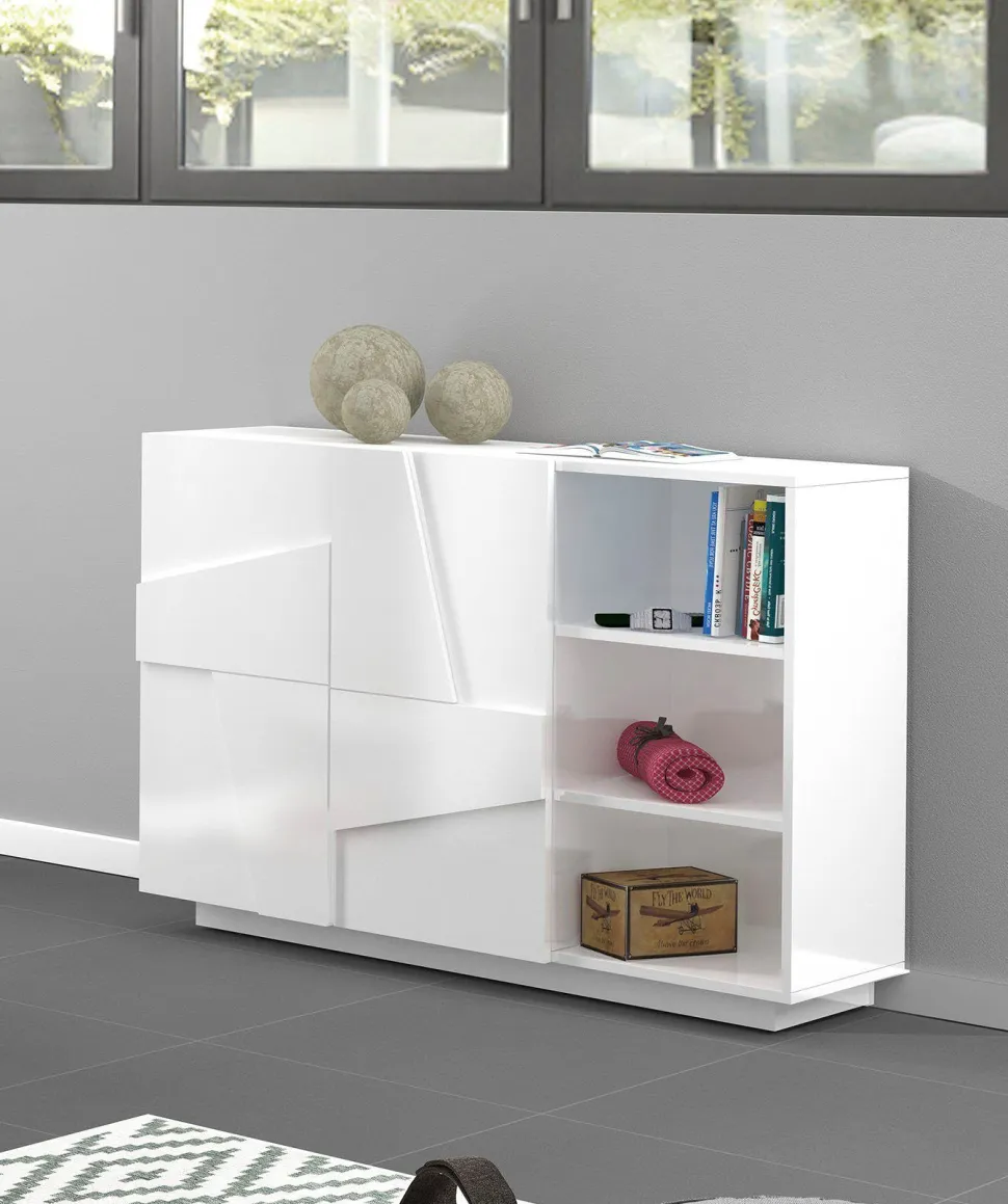 Madia 2 ante e 3 vani linea Rombo in finitura Bianco Lucido
