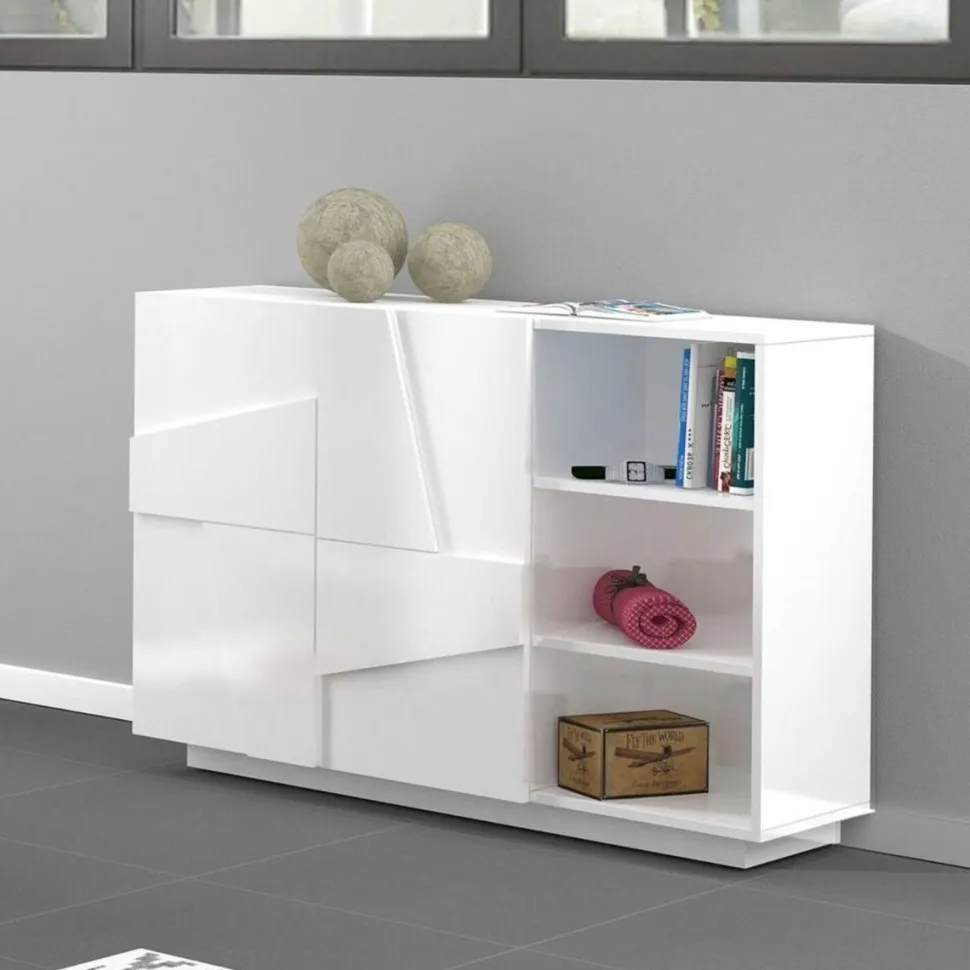 Madia 2 ante e 3 vani linea Rombo in finitura Bianco Lucido