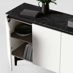 Madia 4 ante in Bianco Opaco con maniglie a gola moderna disponibile in vari colori