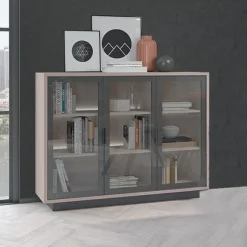 Madia 3 ante in vetro e telaio in alluminio disponibile in vari colori linea Cosmo