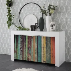 Madia 3 ante linea Clear Fancy in Bianco Opaco serigrafata WOOD
