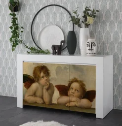 Madia 3 ante linea Clear Fancy in Bianco Opaco serigrafata Angeli Michelangelo