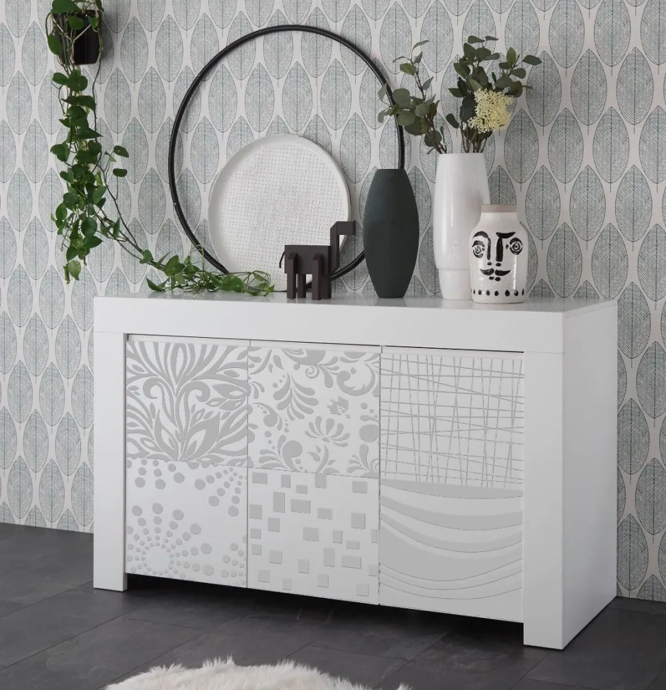 Madia 3 ante linea Clear Fancy in Bianco Opaco serigrafata INDIA