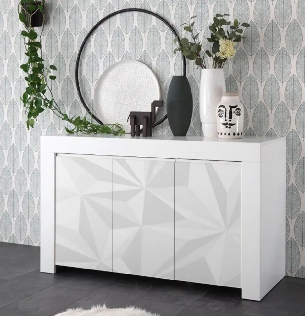 Madia 3 ante linea Clear Fancy in Bianco Opaco serigrafata PRISMA