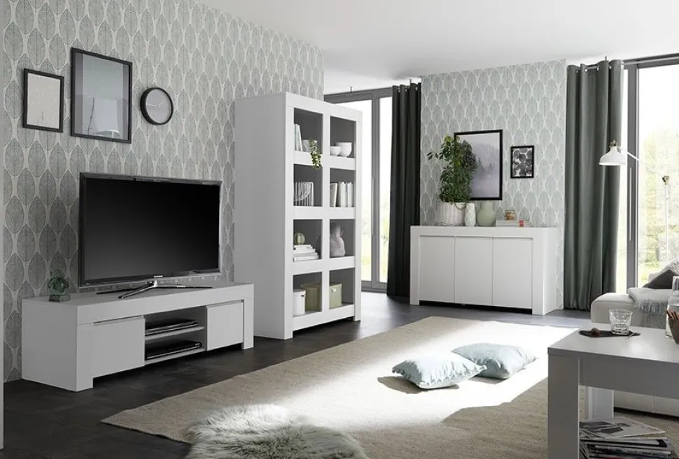 Madia 3 ante linea Clear in Bianco Opaco con ante serigrafate