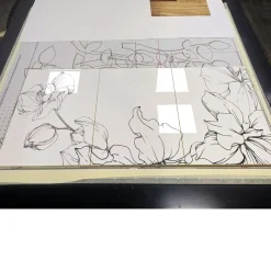 Madia 3 ante Linea Fancy finitura Bianco lucido con Serigrafia floreale