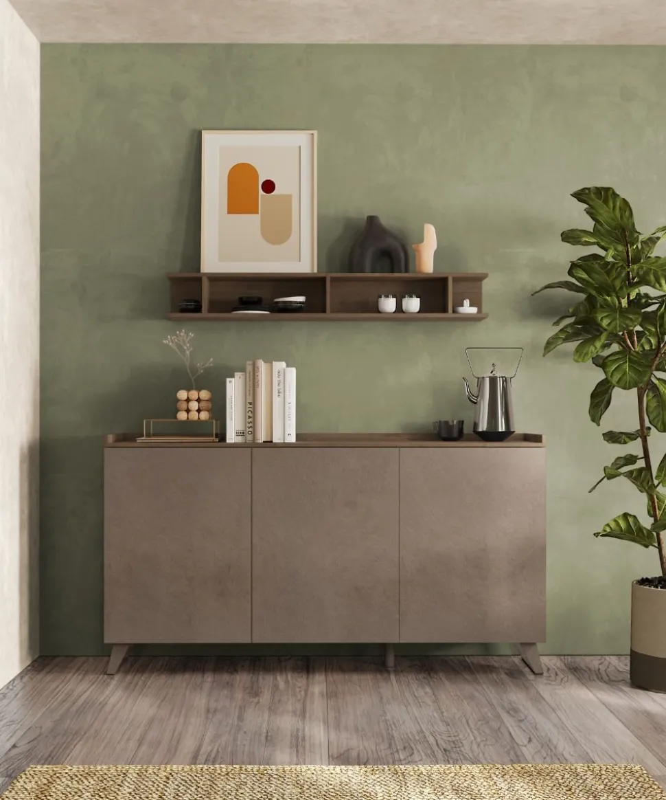Madia 3 ante linea Oscar in finitura Rovere Mercure e Bronzo