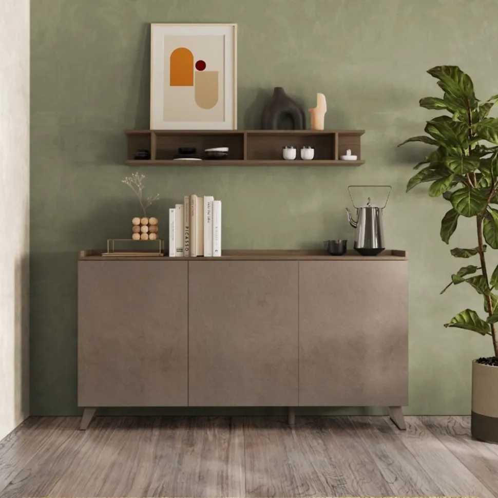 Madia 3 ante linea Oscar in finitura Rovere Mercure e Bronzo