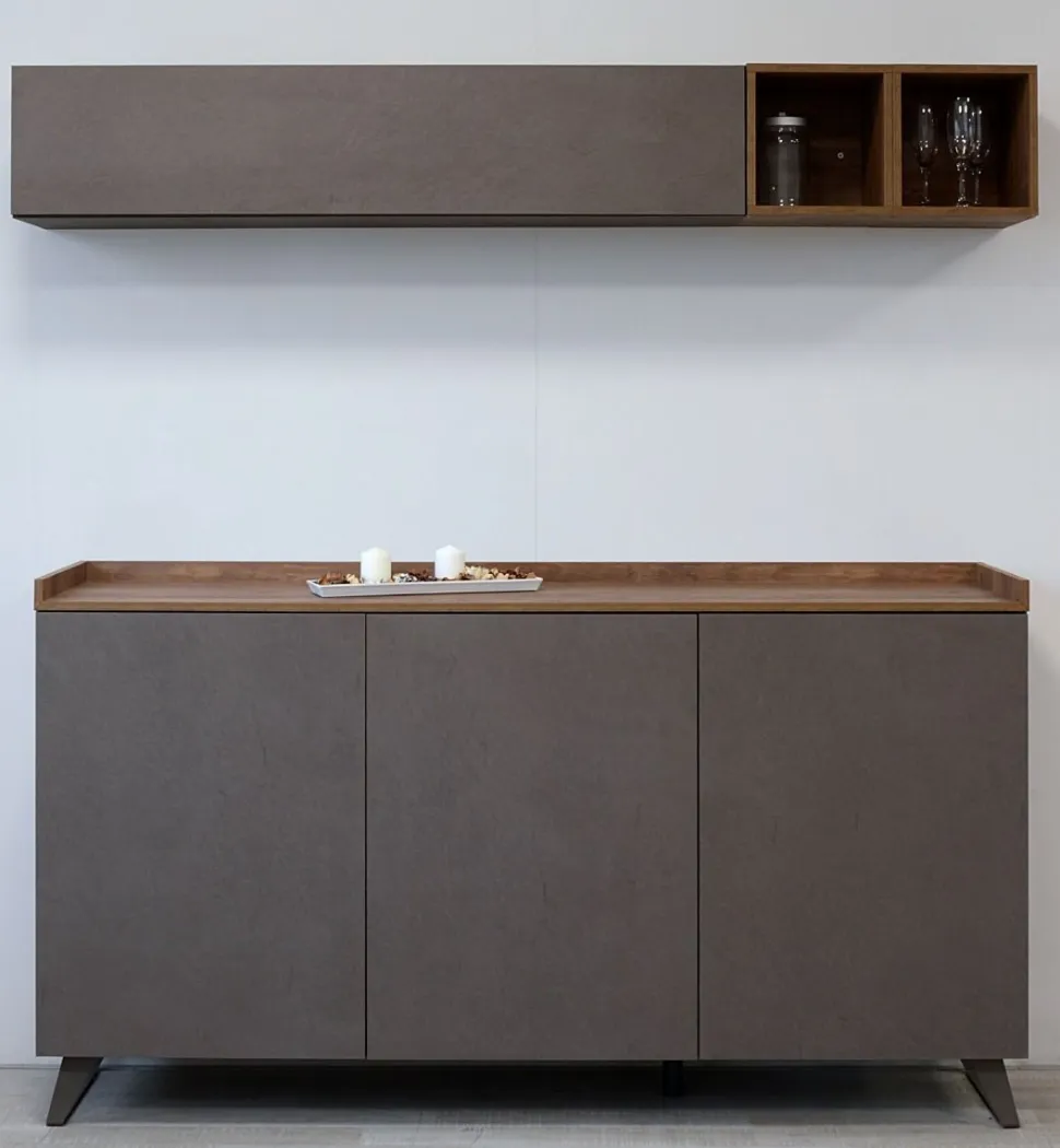 Madia 3 ante linea Oscar in finitura Rovere Mercure e Bronzo