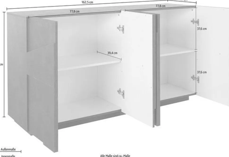 Madia 4 ante linea Rombo in finitura Bianco Lucido