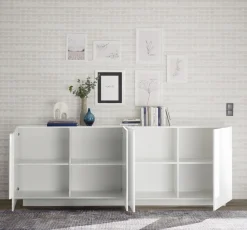 Madia 4 ante linea Sax in Bianco Lucido con grafica onde blu