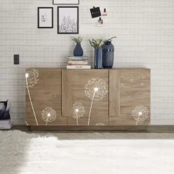 Madia 3 ante linea Sax in finitura Rovere Mercure con serigrafia