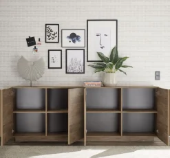 Madia 4 ante linea Sax in finitura Rovere Mercure con grafica floreale