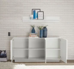 Madia 3 ante linea Sax in finitura Bianco Lucido con serigrafia Mondrian