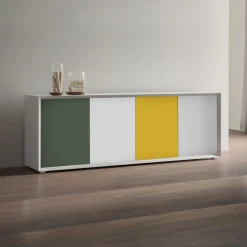 Madia 4 ante linea Tilt in finitura Bianco opaco garda e miele