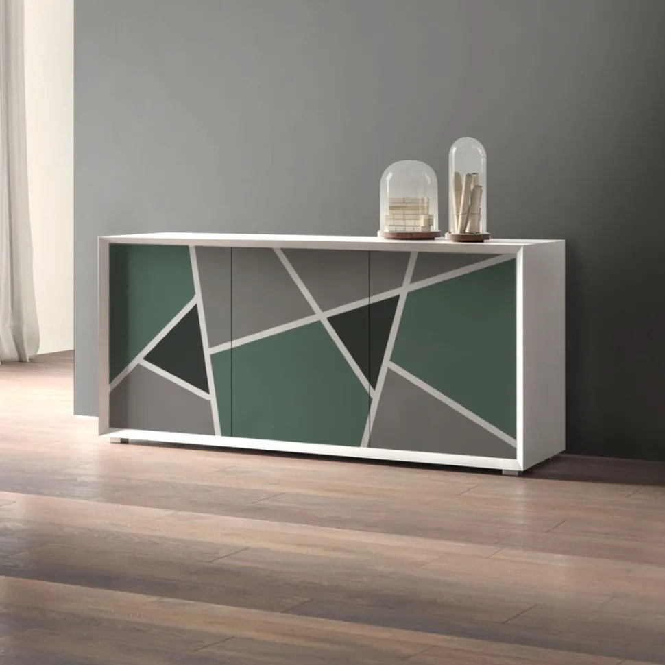 Madia 3 ante linea Tilt personalizzata con motivo geometrico colorato