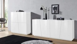 Madia 4 ante linea Virgola finitura Bianco Lucido