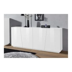 Madia 4 ante linea Virgola finitura Bianco Lucido
