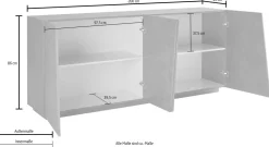 Madia 4 ante linea Virgola finitura Bianco Lucido