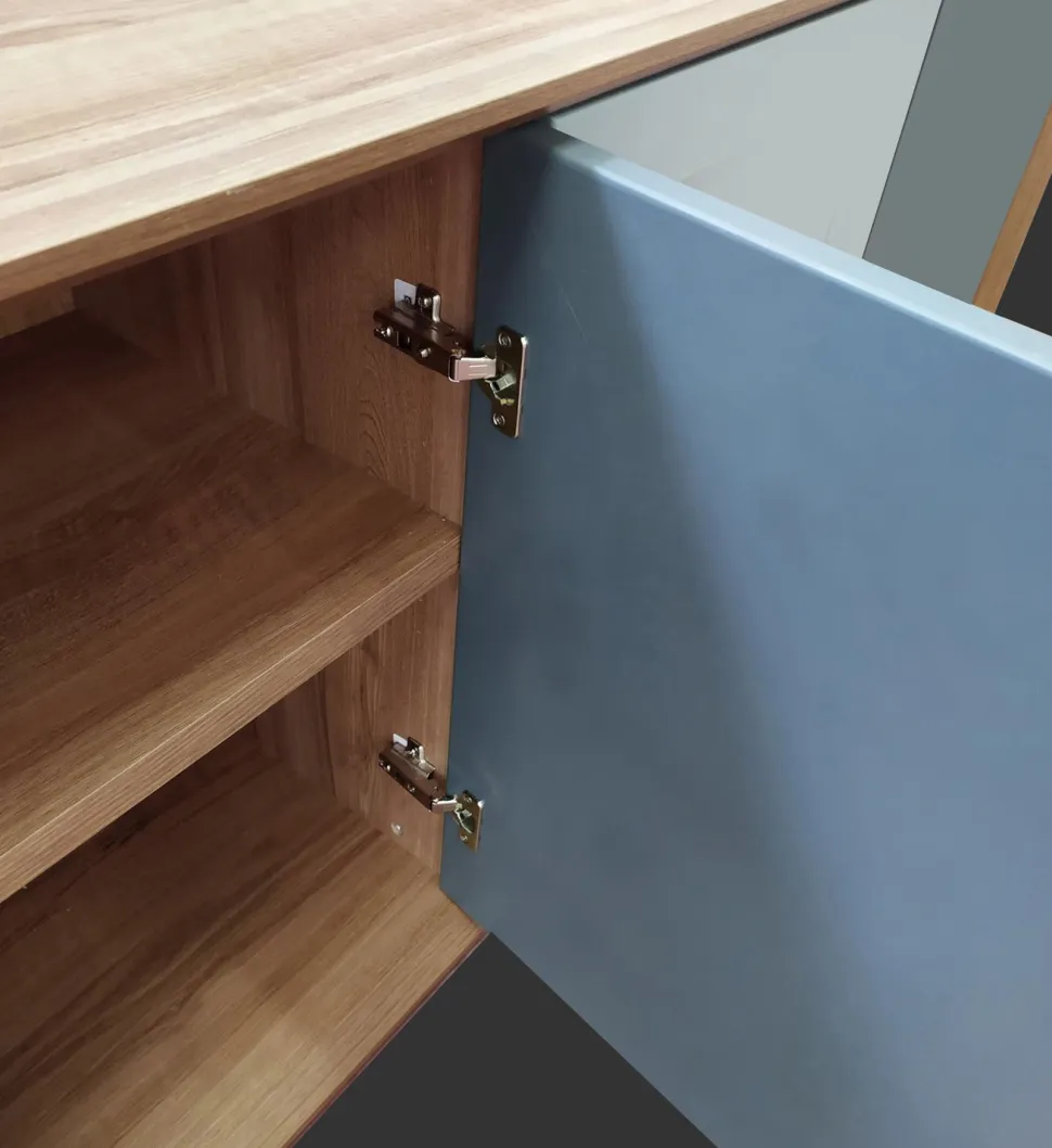 Madia 4 ante noce e marrone con grafica a righe Tilt