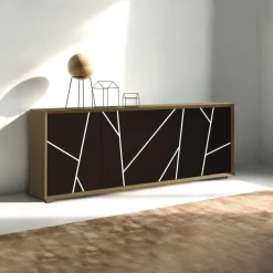 Madia 4 ante noce e marrone con grafica a righe Tilt