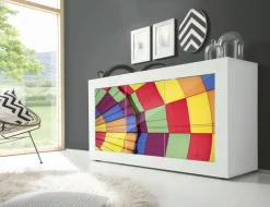 Madia Color Linea Fancy finitura Bianco lucido con Serigrafia