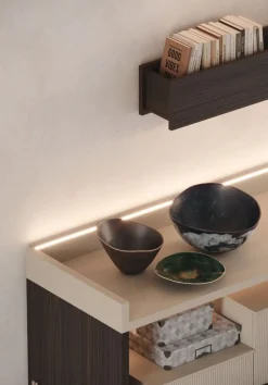 Madia componibile con frontali cannetè 1 anta e 3 cassetti linea Contact disponibile in 30 colori