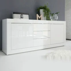 Madia finitura Bianco laccato lucido con 2 ante e 3 cassetti linea Basic