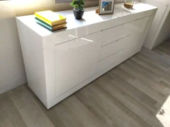 Madia finitura Bianco laccato lucido con 2 ante e 3 cassetti linea Basic