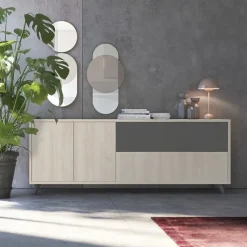 Madia Folk con anta ribalta, un cassettone e due ante battenti disponibile in vari colori