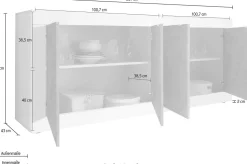Madia linea Basic con 4 ante in finitura Bianco laccato lucido