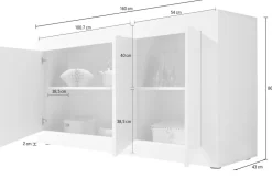 Madia linea Basic con 3 ante in finitura Bianco laccato lucido FLOWER