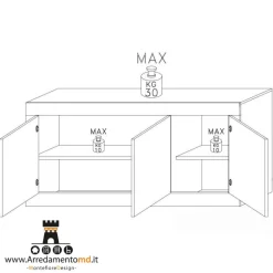 Madia linea Basic con 3 ante in finitura Bianco lucido e Beton