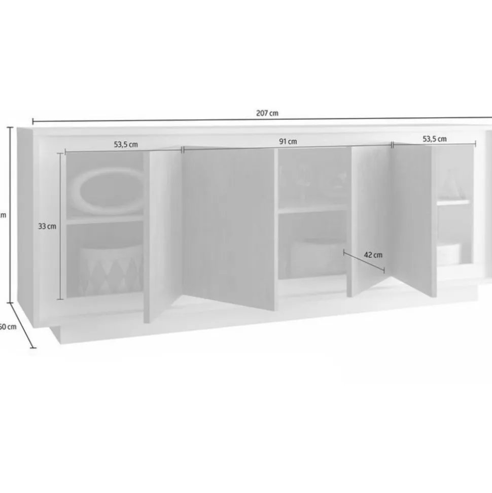 Madia linea Pure 4 ante in finitura Bianco laccato opaco
