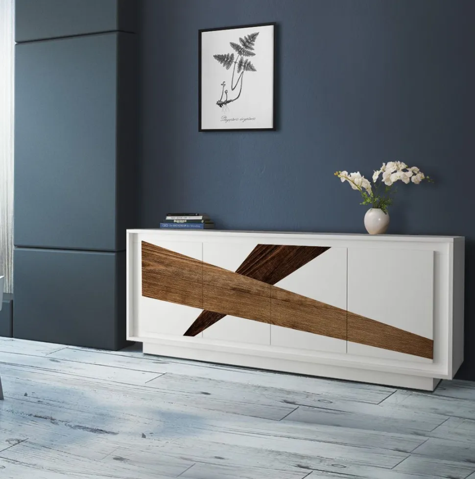 Madia linea Pure ver 1- 4 ante in finitura Bianco laccato opaco