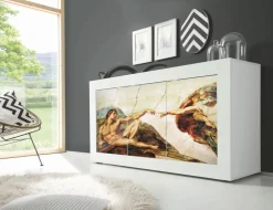 Madia Michelangelo Linea Fancy finitura Bianco lucido con Serigrafia