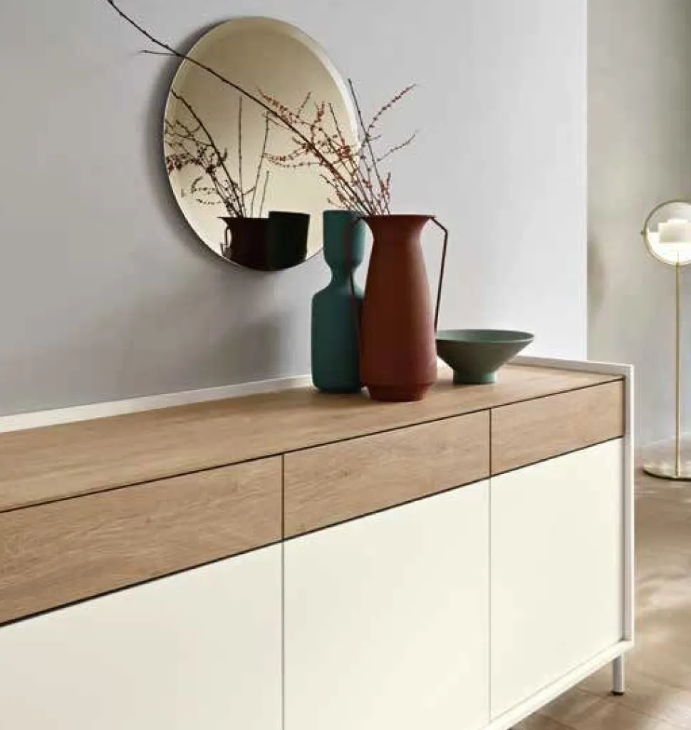 Madia Moderna a 3 ante e 3 cassetti effetto legno Colori e Piedini Personalizzabili
