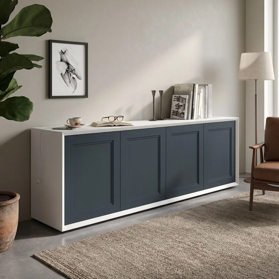 Madia Moderna a 4 Ante Linea Tilt Classic (Colori Personalizzabili e Piedini in Ferro)