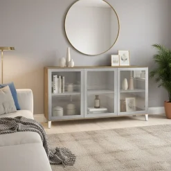 Madia moderna 3 ante Cloe A con piedini e ante in vetro in 15 colorazioni