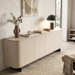 Madia moderna 4 ante con apertura Push-Pull e piede a lama in metallo