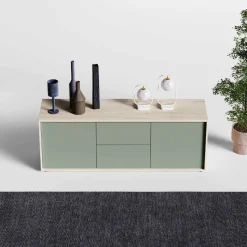 Madia moderna 2 ante e 2 cassetti Olmo e Moka senza maniglie disponibile in vari colori
