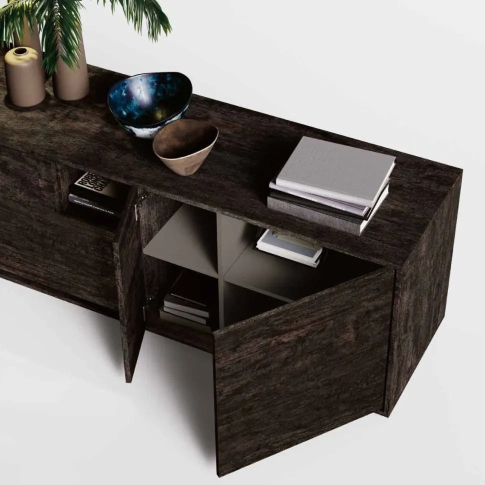 Madia moderna 3 ante e 1 cassetto Ardesia con apertura push pull disponibile in vari colori