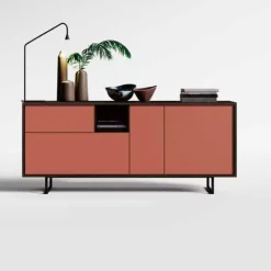 Madia moderna 3 ante e 1 cassetto Ardesia con apertura push pull disponibile in vari colori