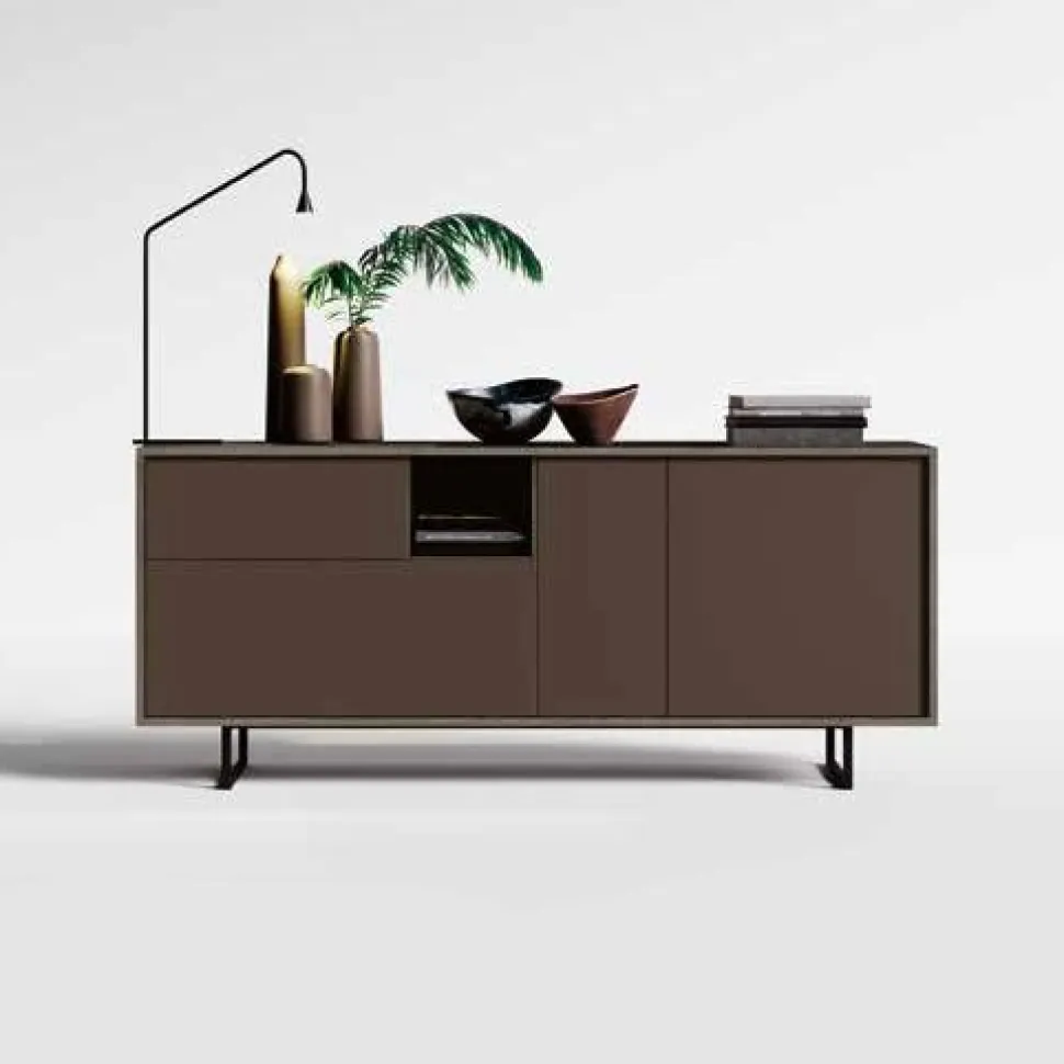 Madia moderna 3 ante e 1 cassetto Ardesia con apertura push pull disponibile in vari colori