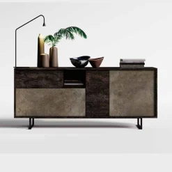 Madia moderna 3 ante e 1 cassetto Ardesia con apertura push pull disponibile in vari colori